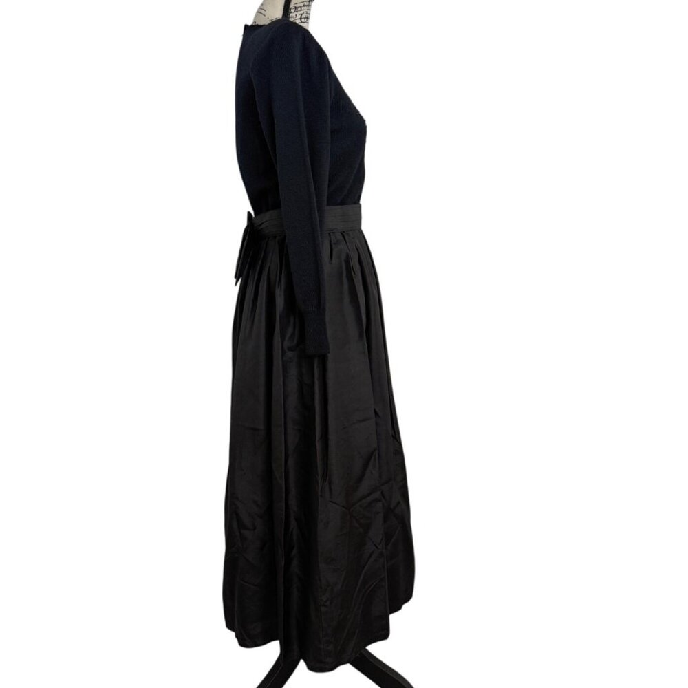 Vtg 70s Ciao Womens Size 6 DressBlack Embellished Sweater & Satin Full Skirt MCM - Picture 2 of 7